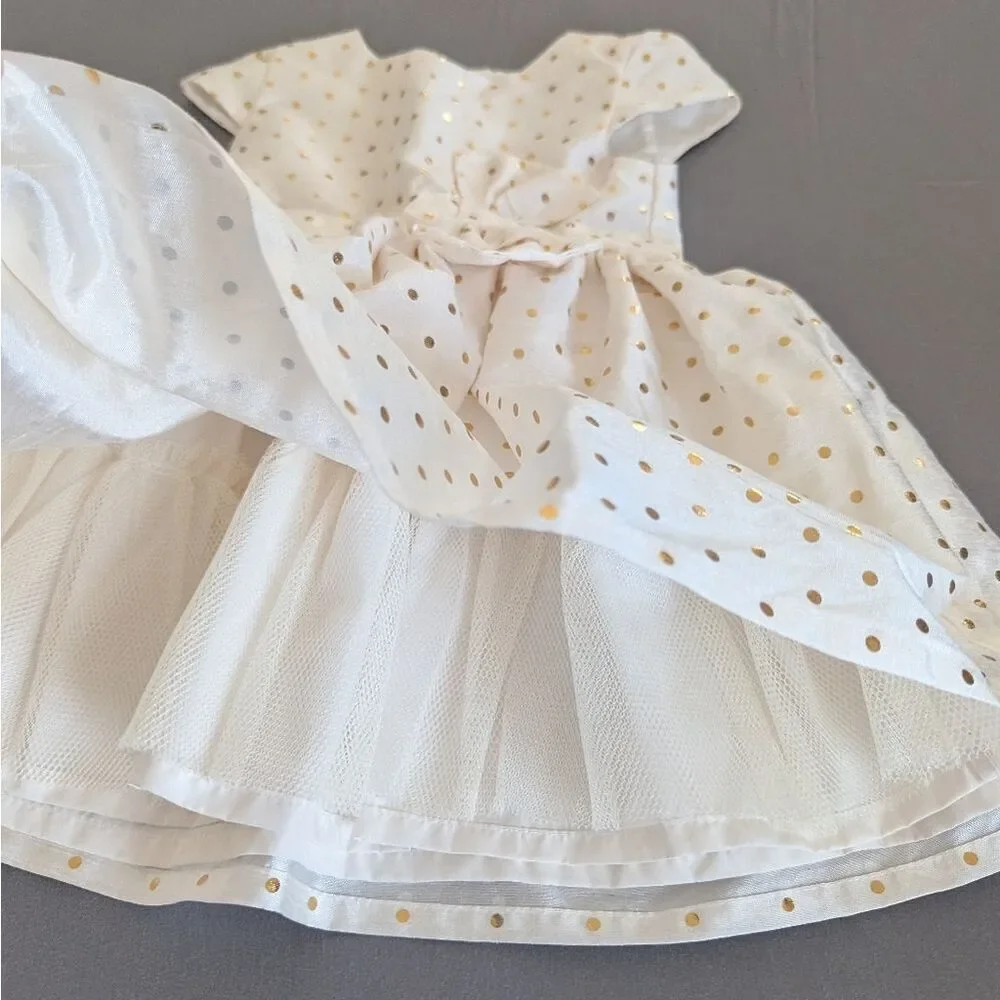Carter's Baby Girls Bow Holiday Dress Cream Gold 9M